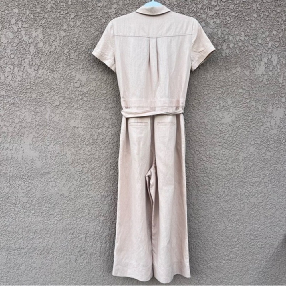J Crew Linen Blend Wide‎ Leg Jumpsuit Women Neutral Minimalist Quiet Luxury - Picture 3 of 15